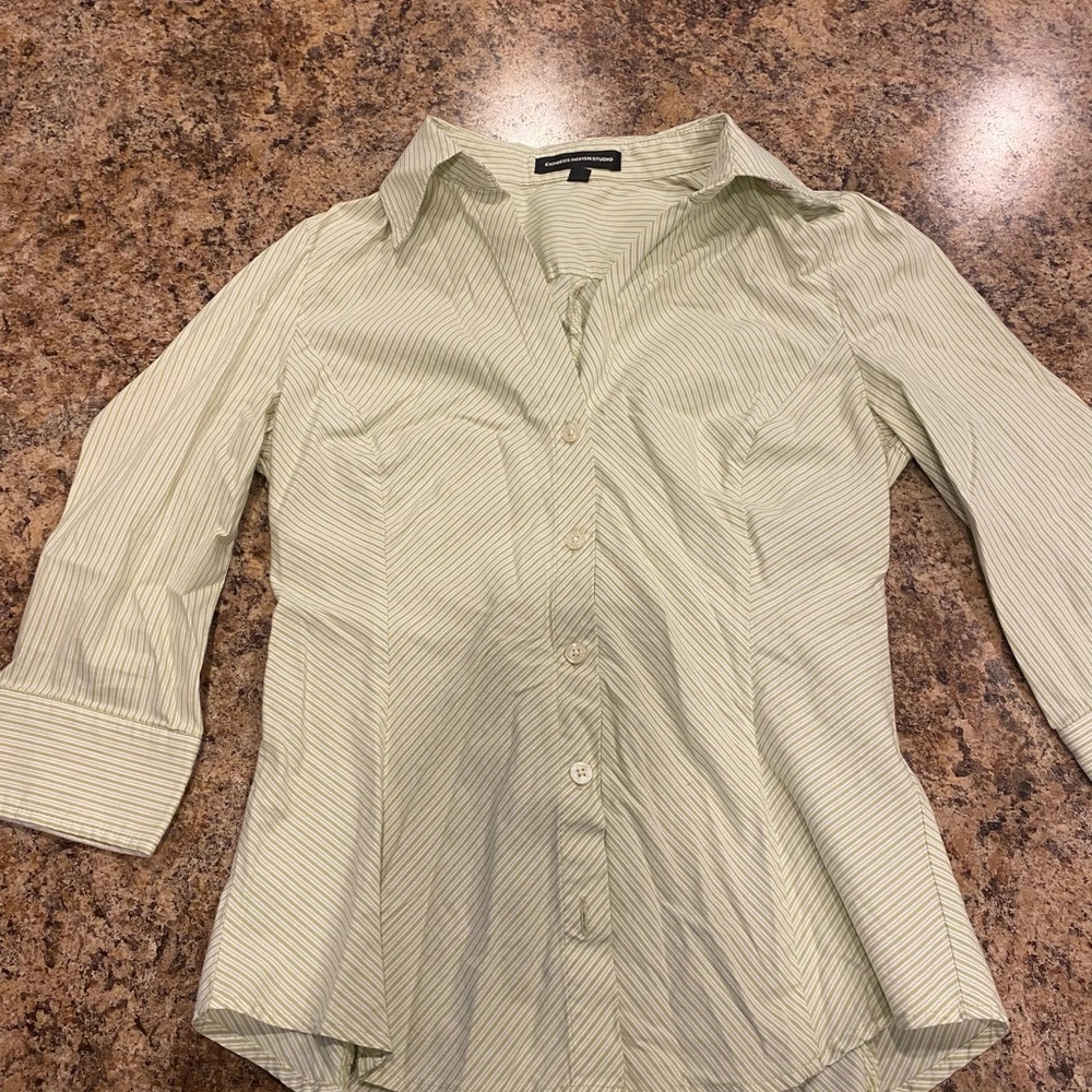 Green stripped button down